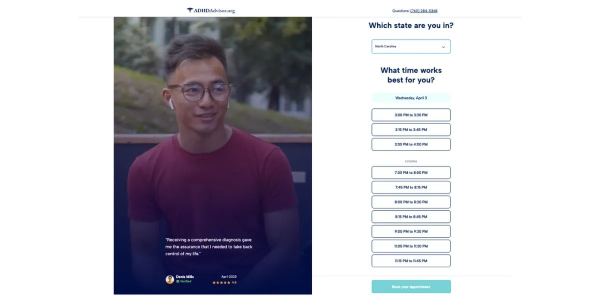 adhdadvisor appointment schedule