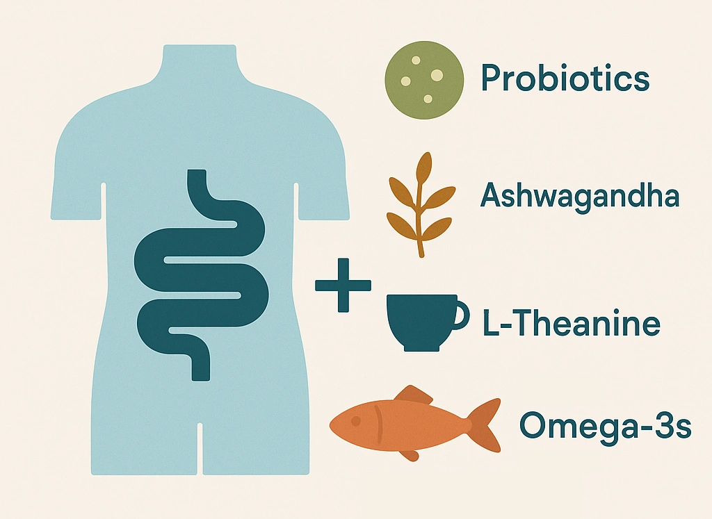 A diagram showing key nutrients you should consume for gut health.