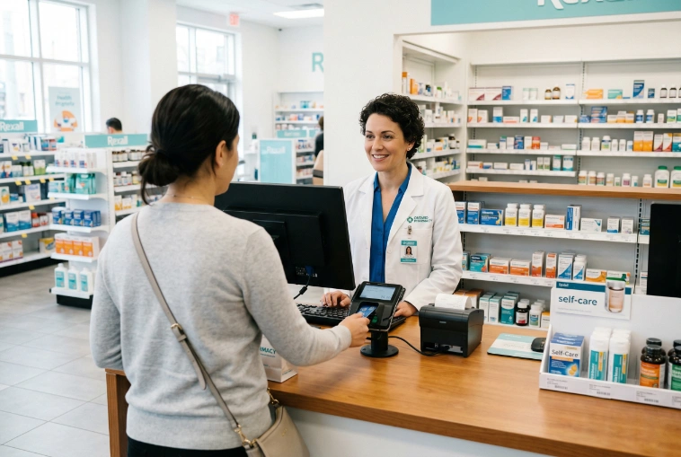 An image of someone picking up their adhd medication from the pharmacy.
