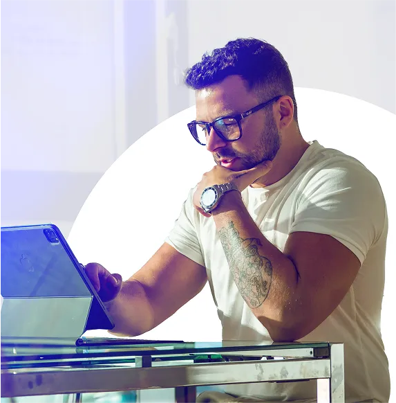 Photo of Thomas Phillips, Co-Founder and CEO of DTC SEO Agency, during the working process