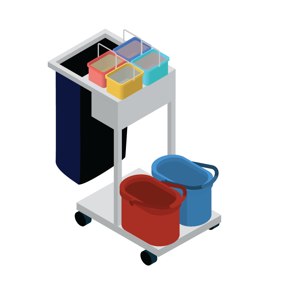 Chariot de lavage avec bacs