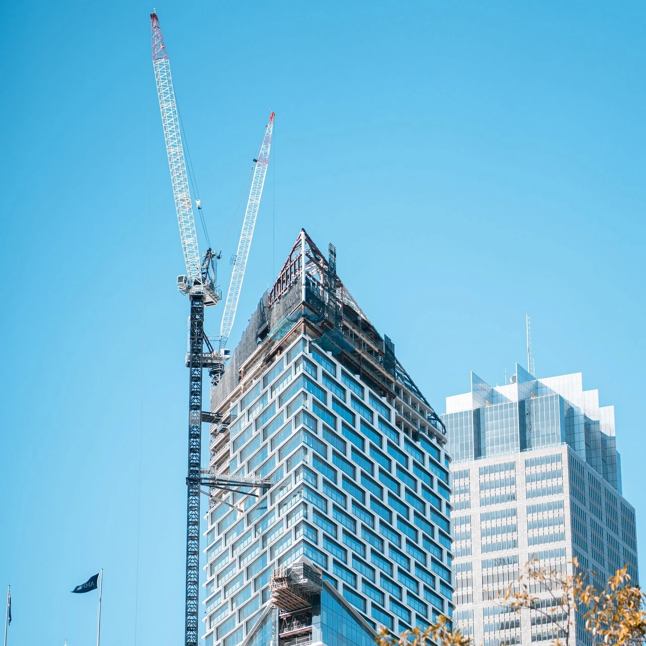A sky view with high-rise buldings under construction.