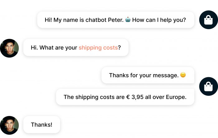 An example of a chatbot conversation in Trengo.