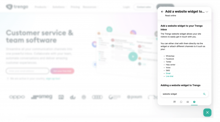 Example of a live chat with a help center.