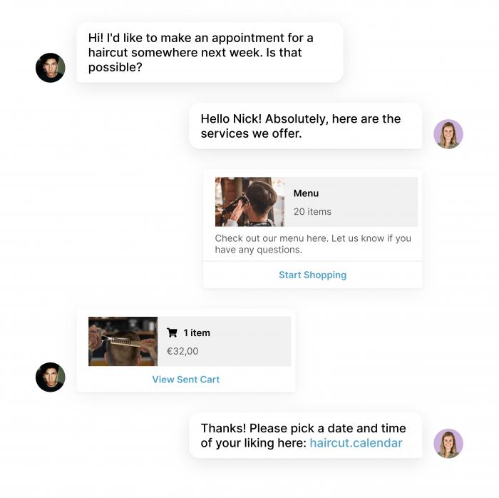 An example of a product message for service-oriented businesses.