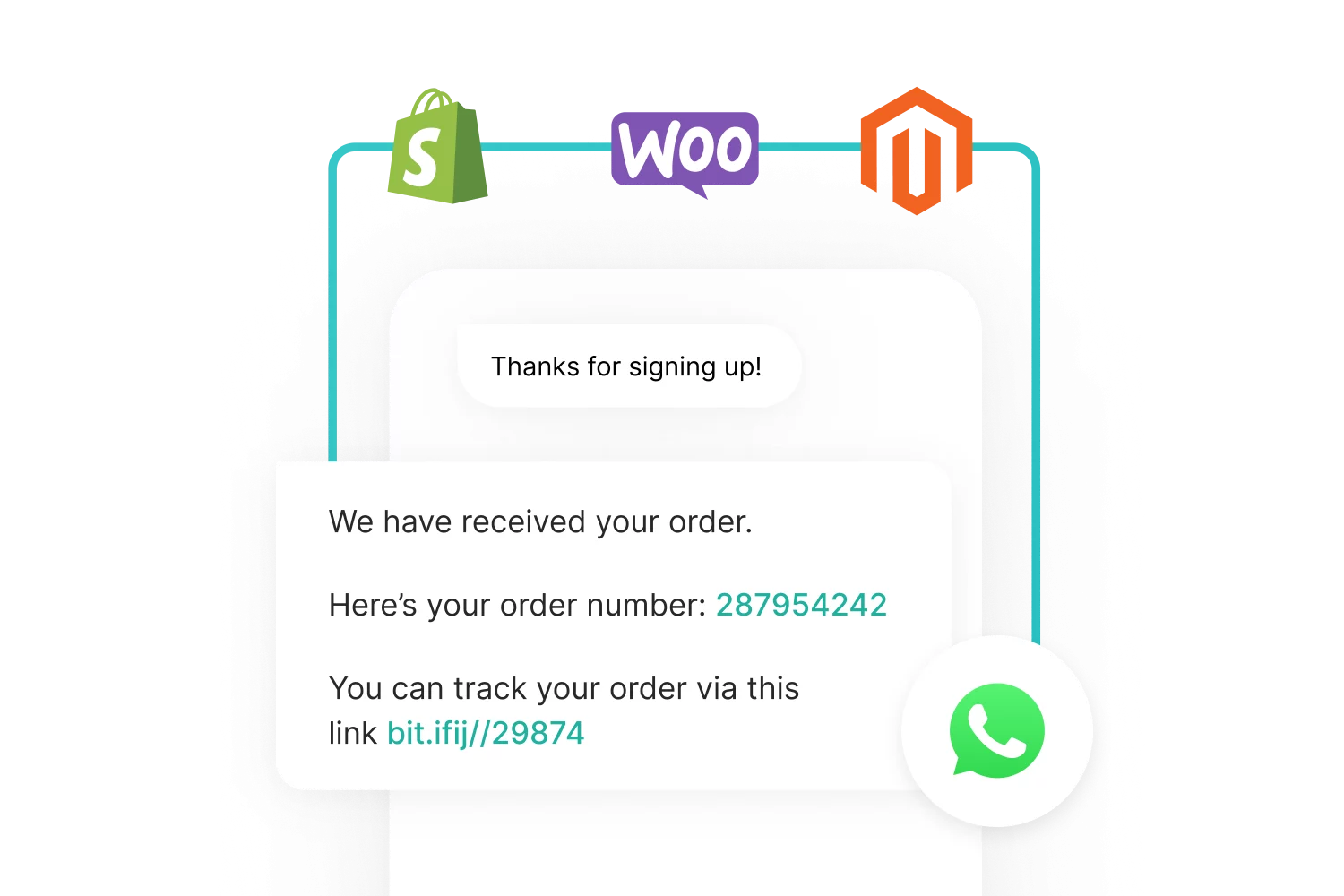 Een voorbeeld van een bevestiging van een bestelling via WhatsApp zakelijk.