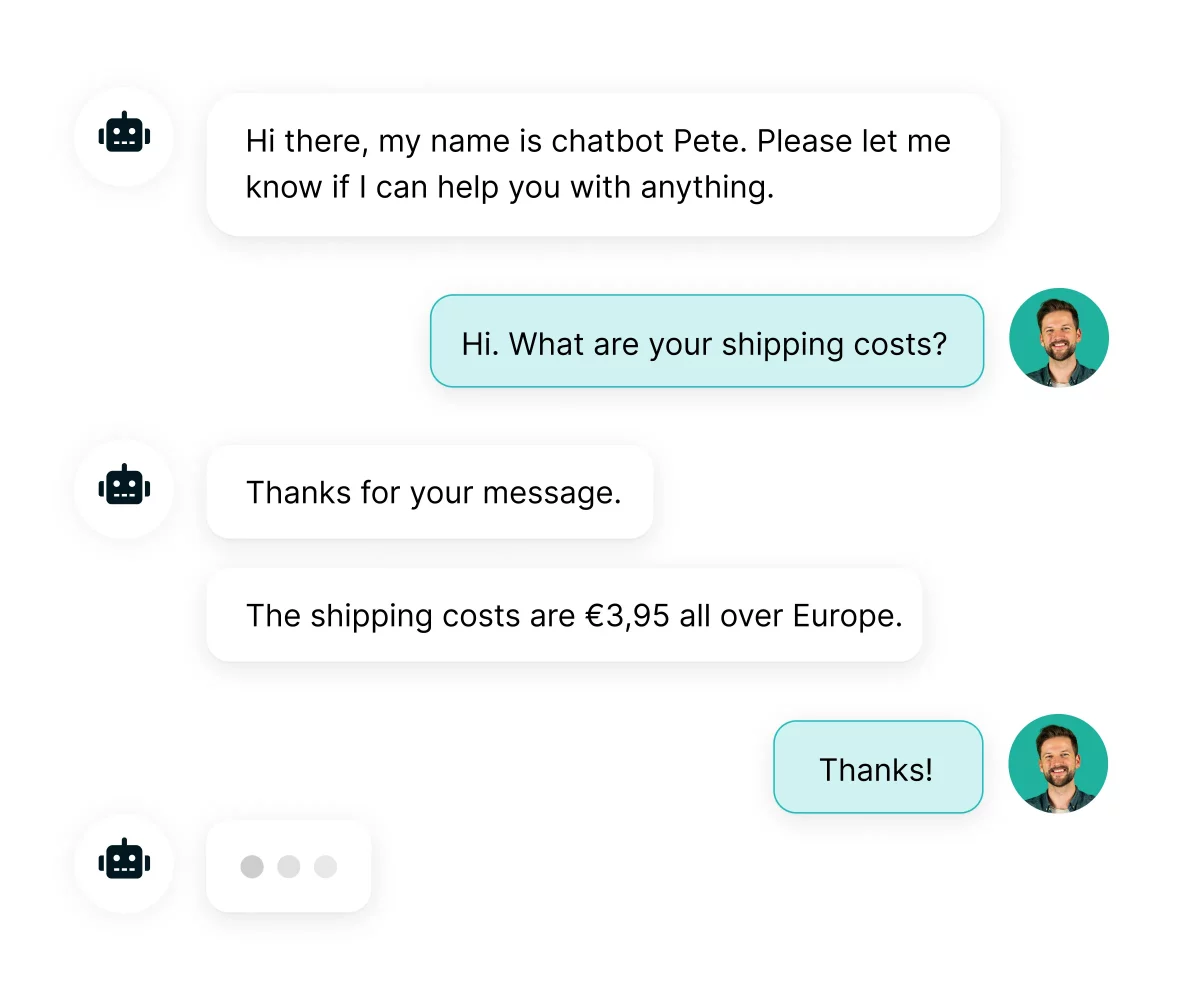 An example of a customer service conversation on WhatsApp via a bot.