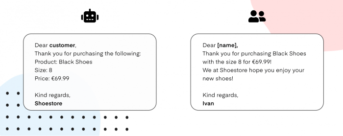 Personal email versus automated email