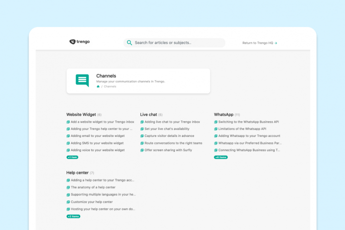 Structured help center content