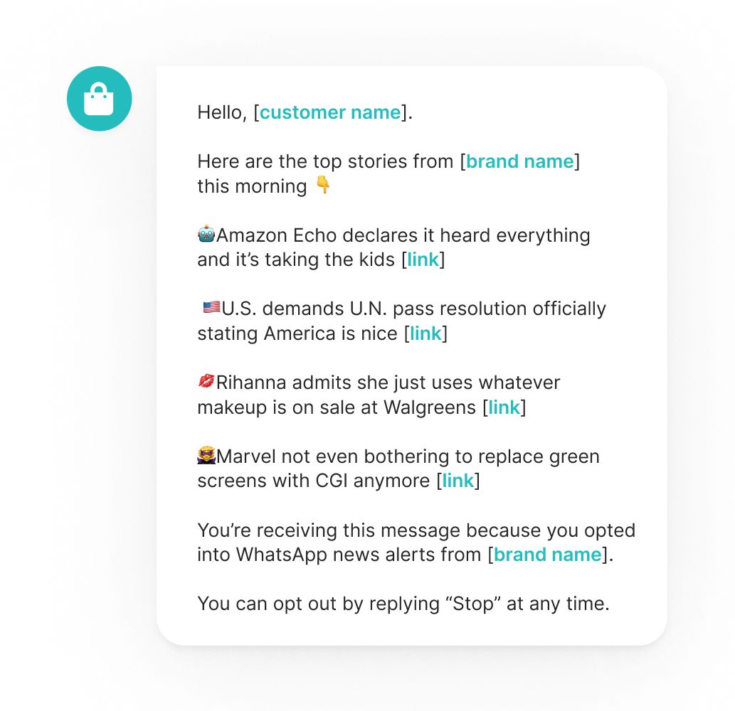 WhatsApp marketing newsletter sample