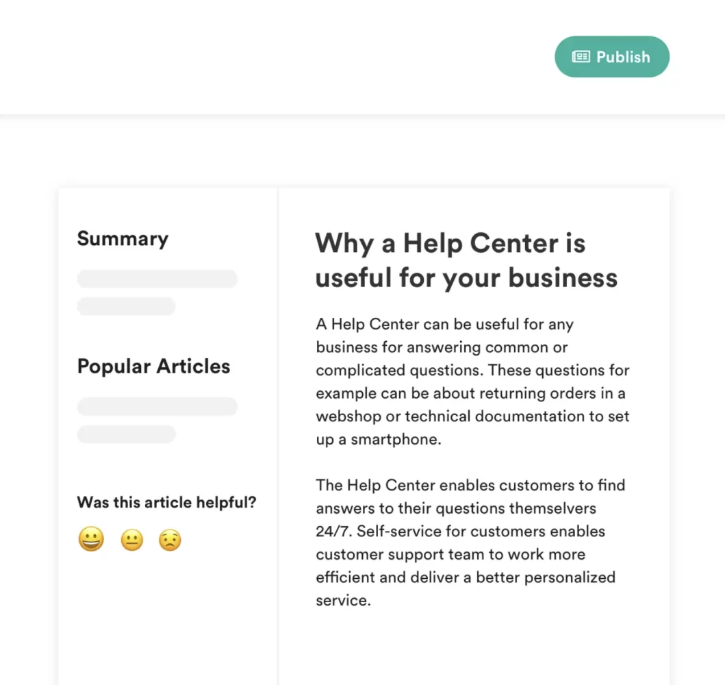 An example of a help center built in Trengo