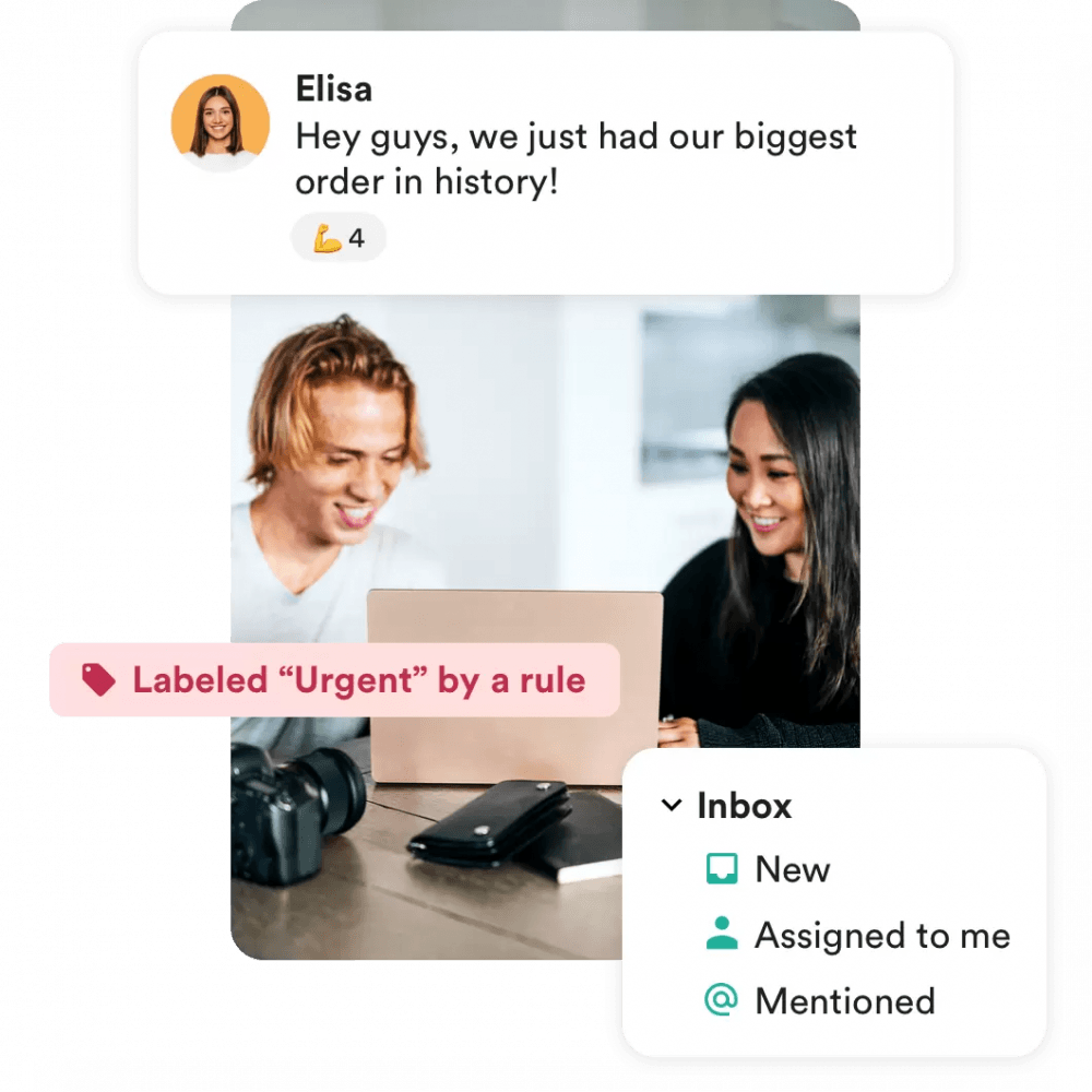 In a team inbox, you can label messages so colleagues know what the conversation is about.
