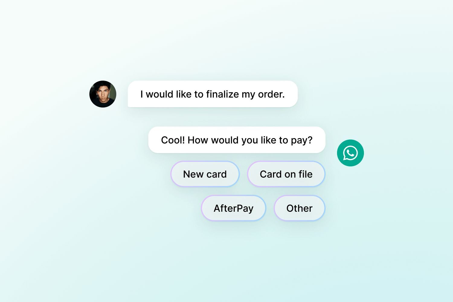 Finalizing an order with WhatsApp Business reply buttons
