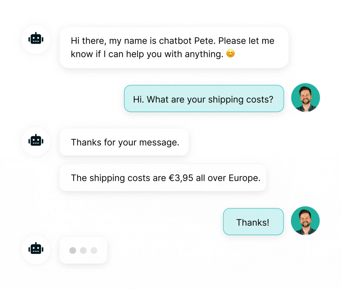 A chatbot conversation via WhatsApp