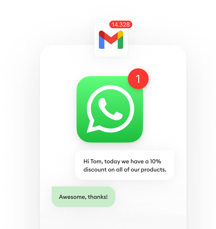 A marketing message via WhatsApp