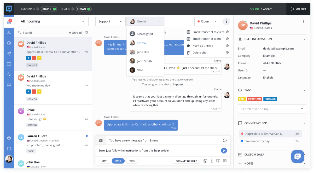 From the list of best alternative to intercom HelpCrunch