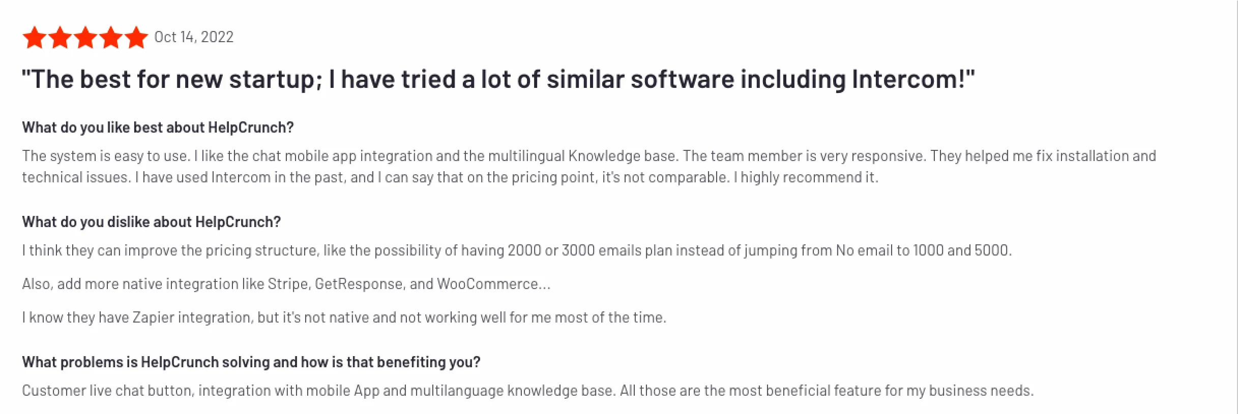 Review Intercom alternative platforms HelpCrunch