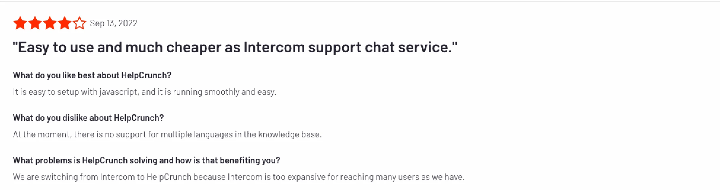 Review Intercom competitors HelpCrunch