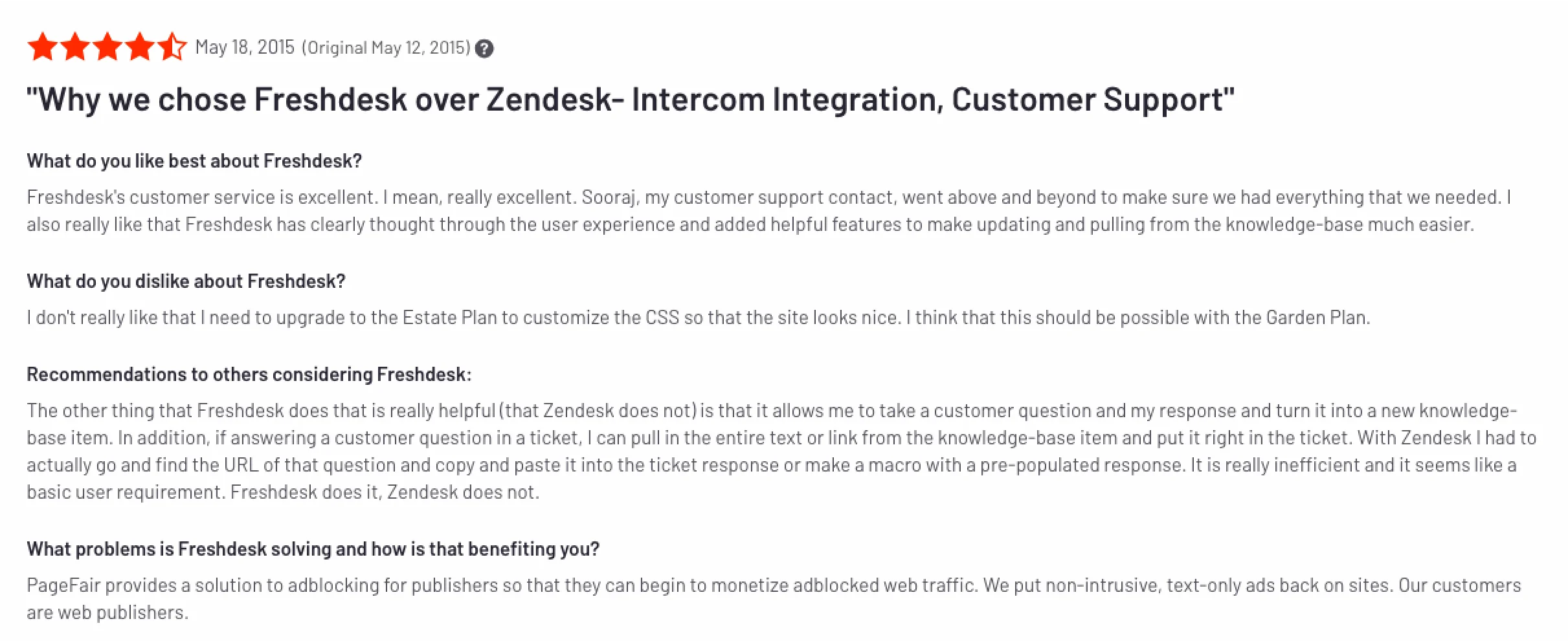Review Intercom comparison Freshdesk