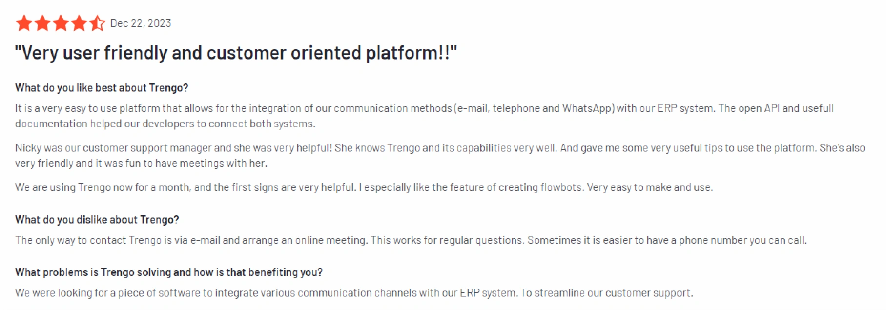 Trengo review positive