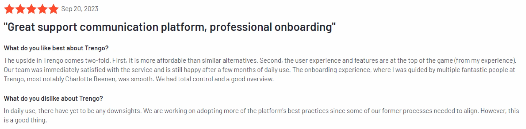 Trengo onboarding review