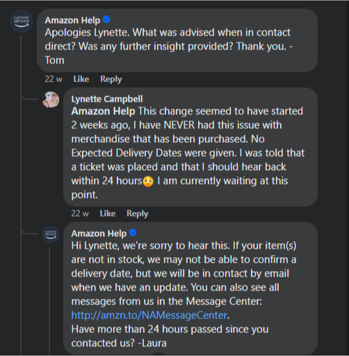 Amazong Excellent customer service tone of voice