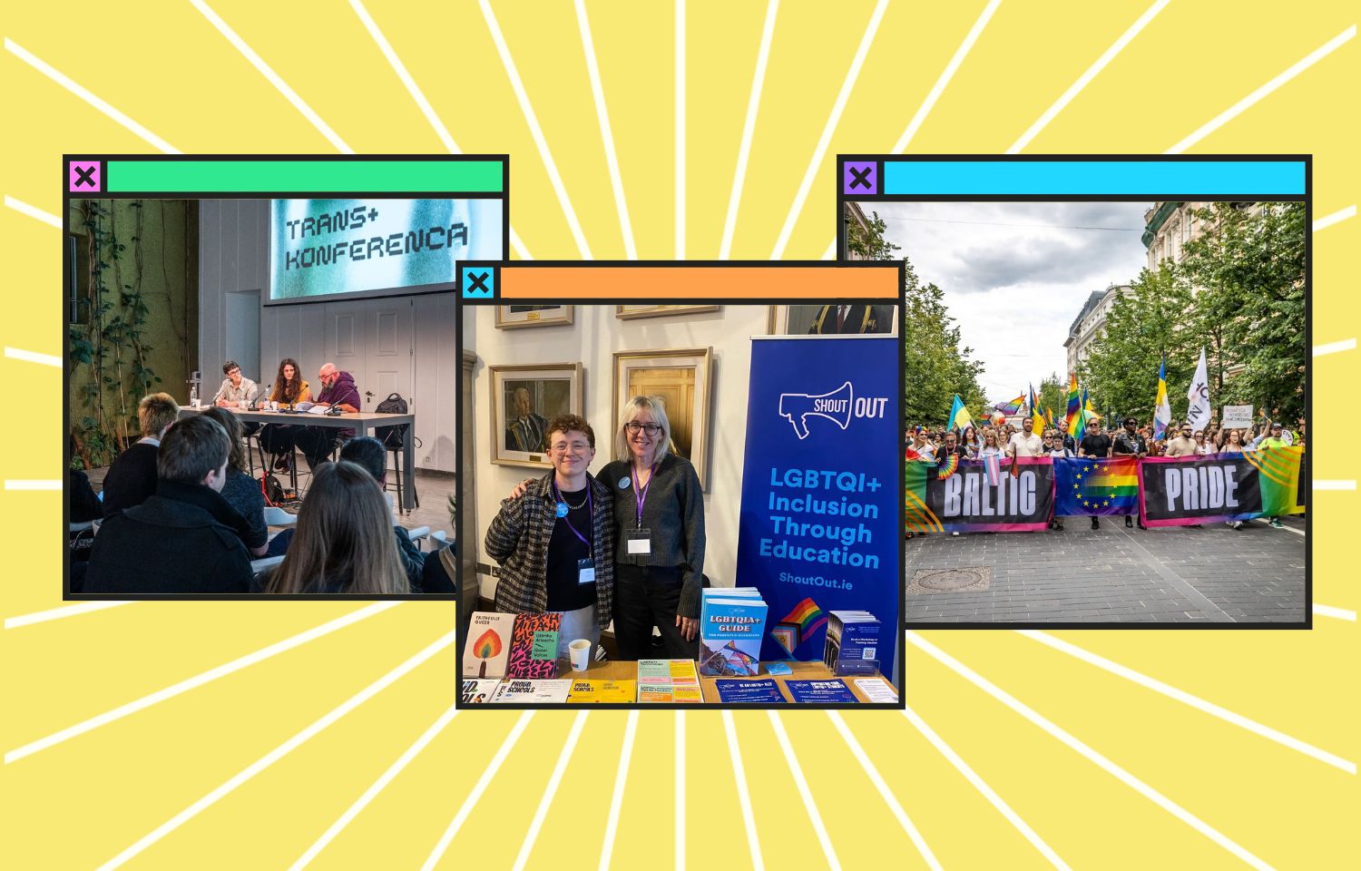 Visual with 3 computer windows each displaying a photo of the mentorship programme