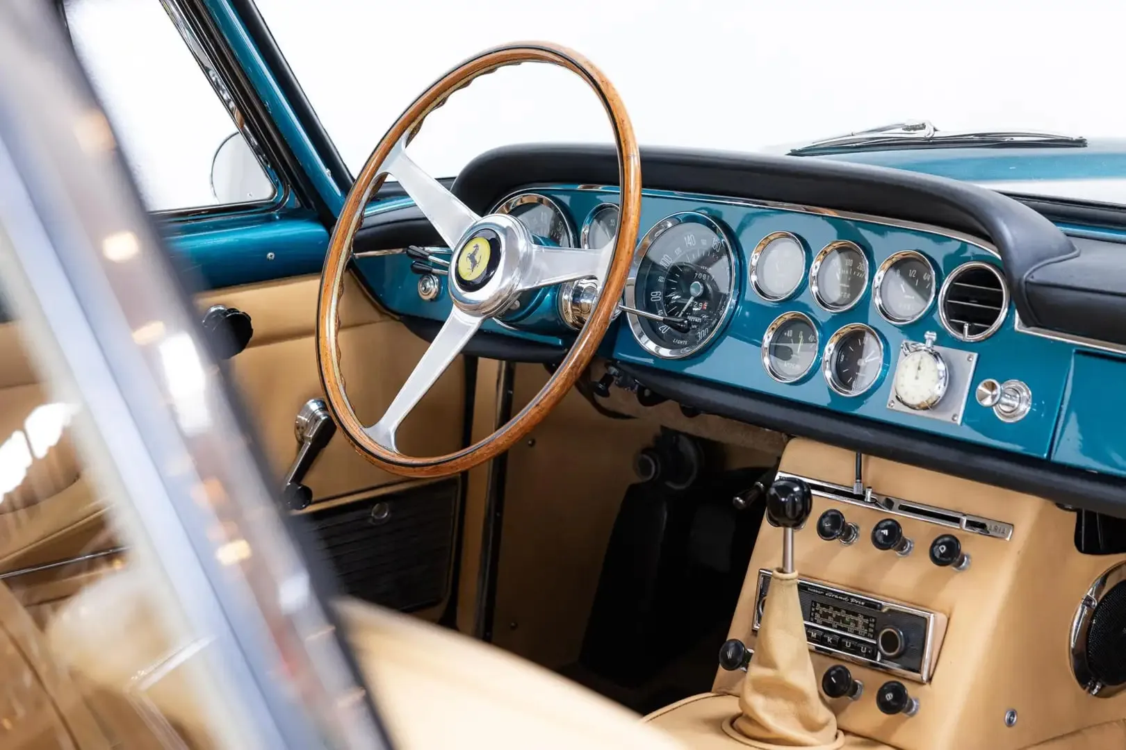 Interior view of the Azzuro Ferrari 250 GTE