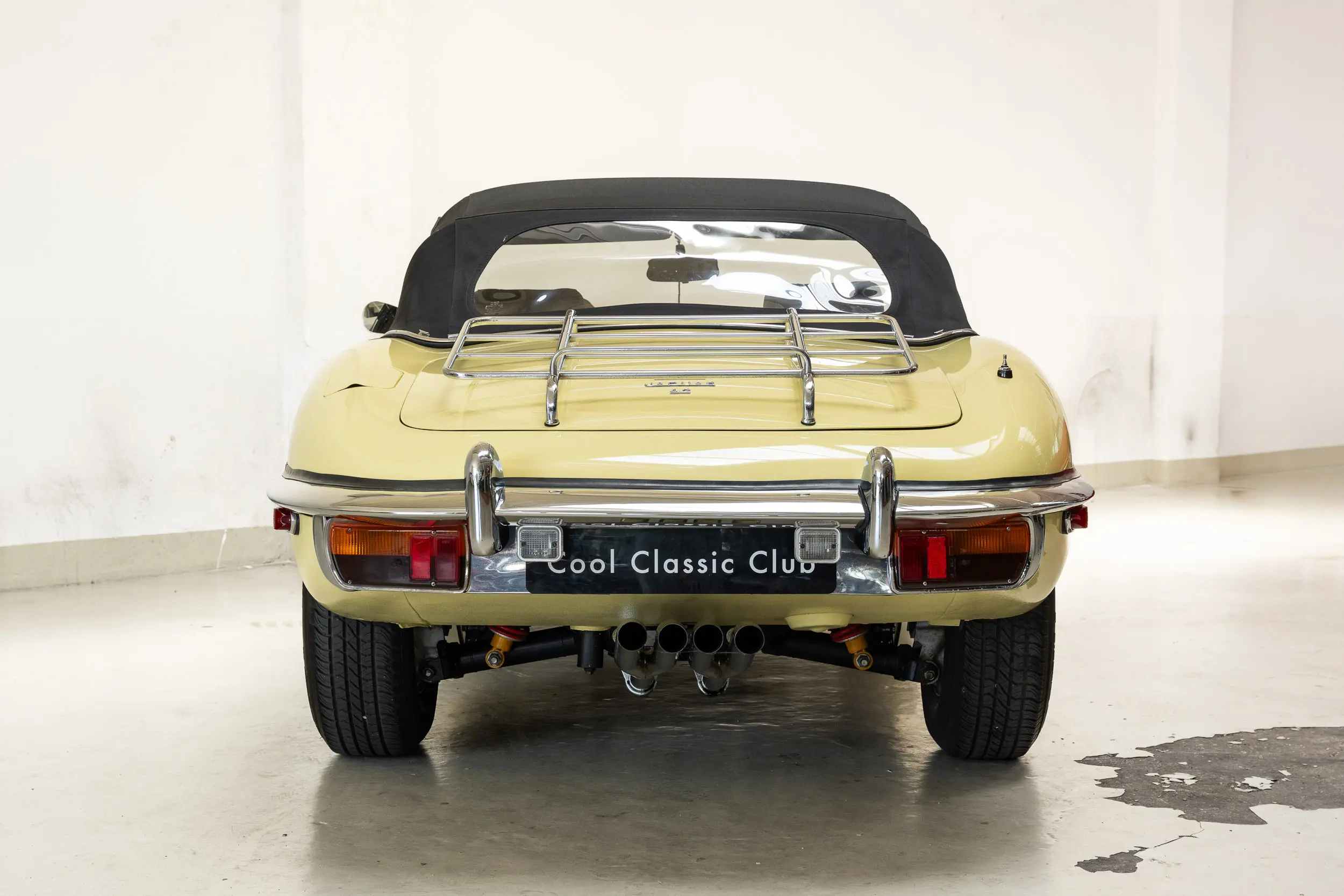 rear overview with top up Oblique view of an Jaguar E Type OTS 