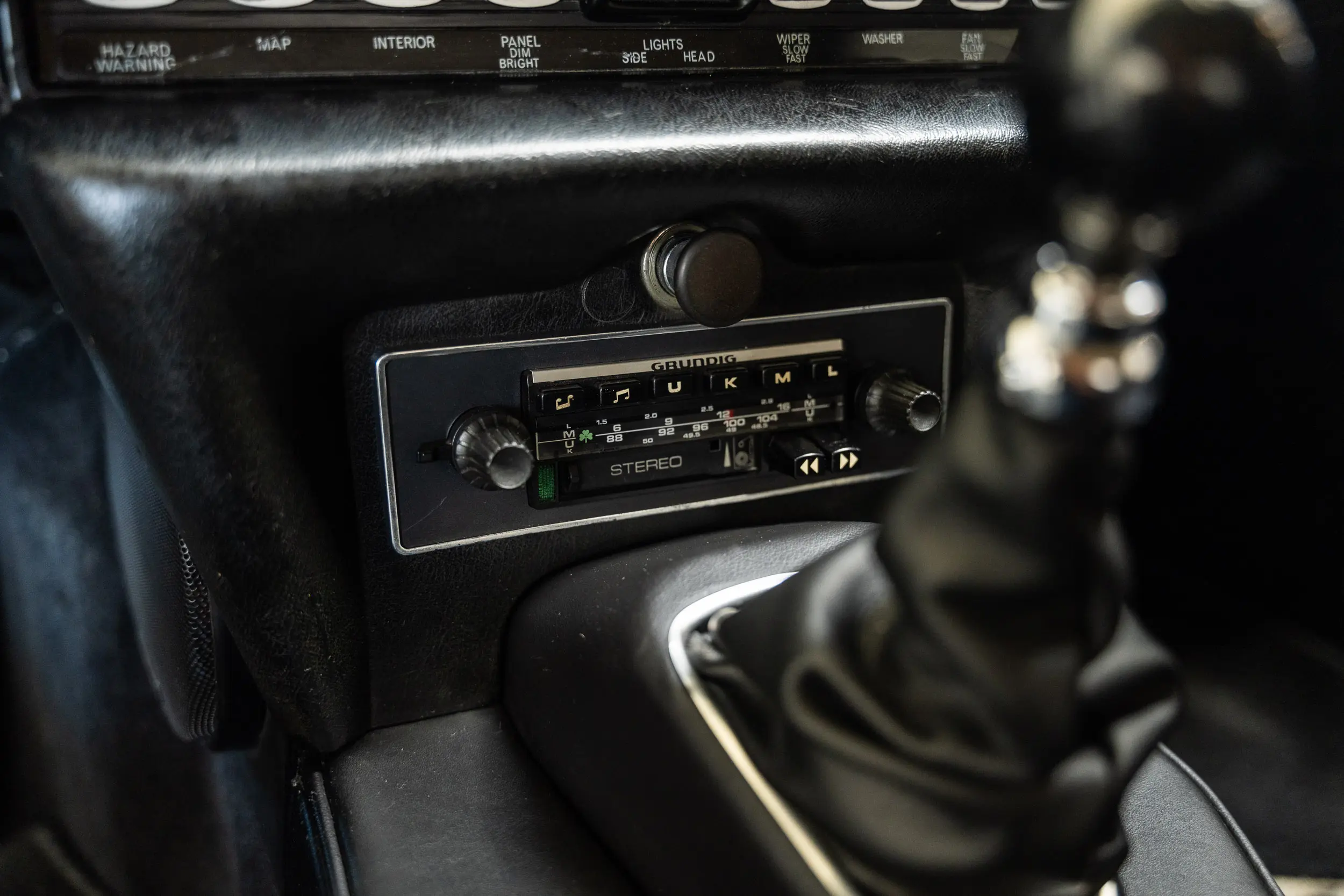 view of radio Oblique view of an Jaguar E Type OTS 