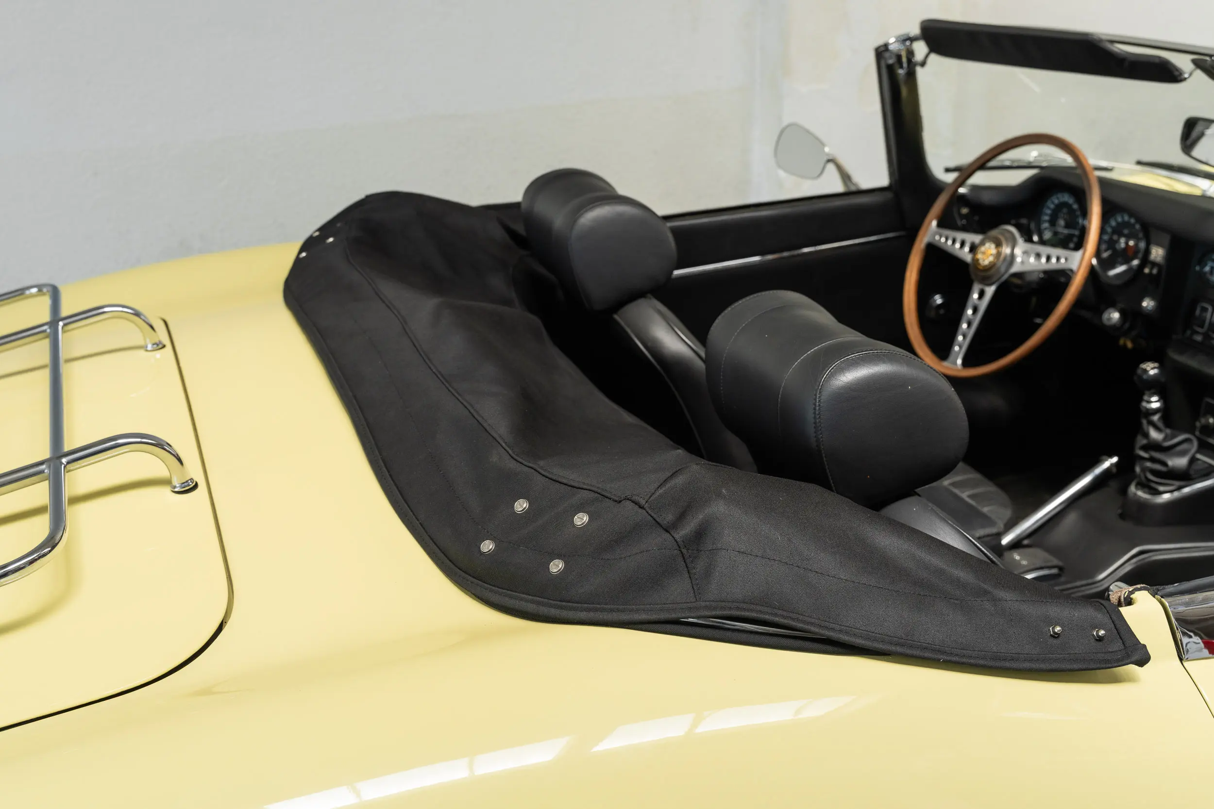 view of folded roof Oblique view of an Jaguar E Type OTS 