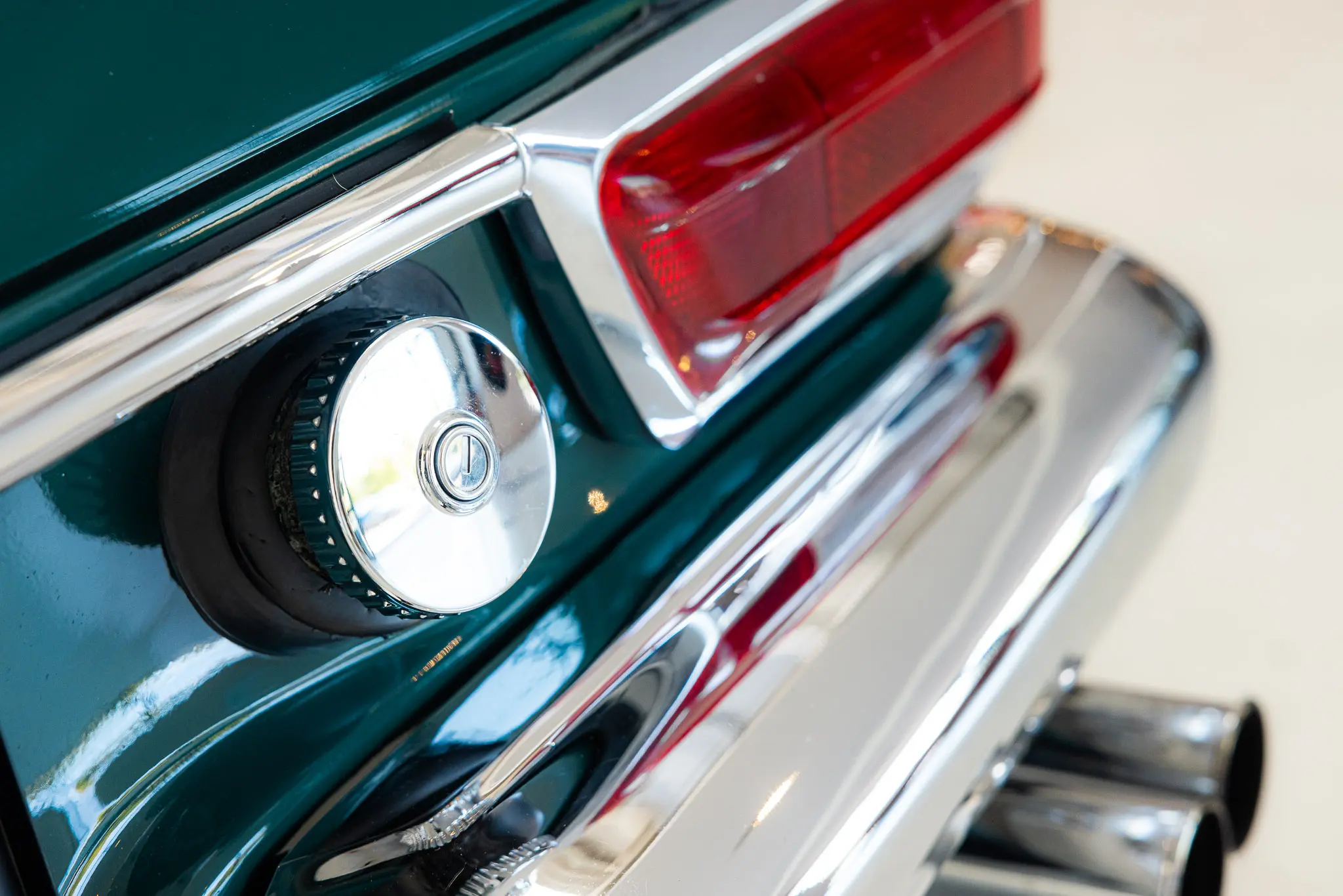 View of fuel cap of an Mercedes-Benz 250 SL Factory 5 Speed