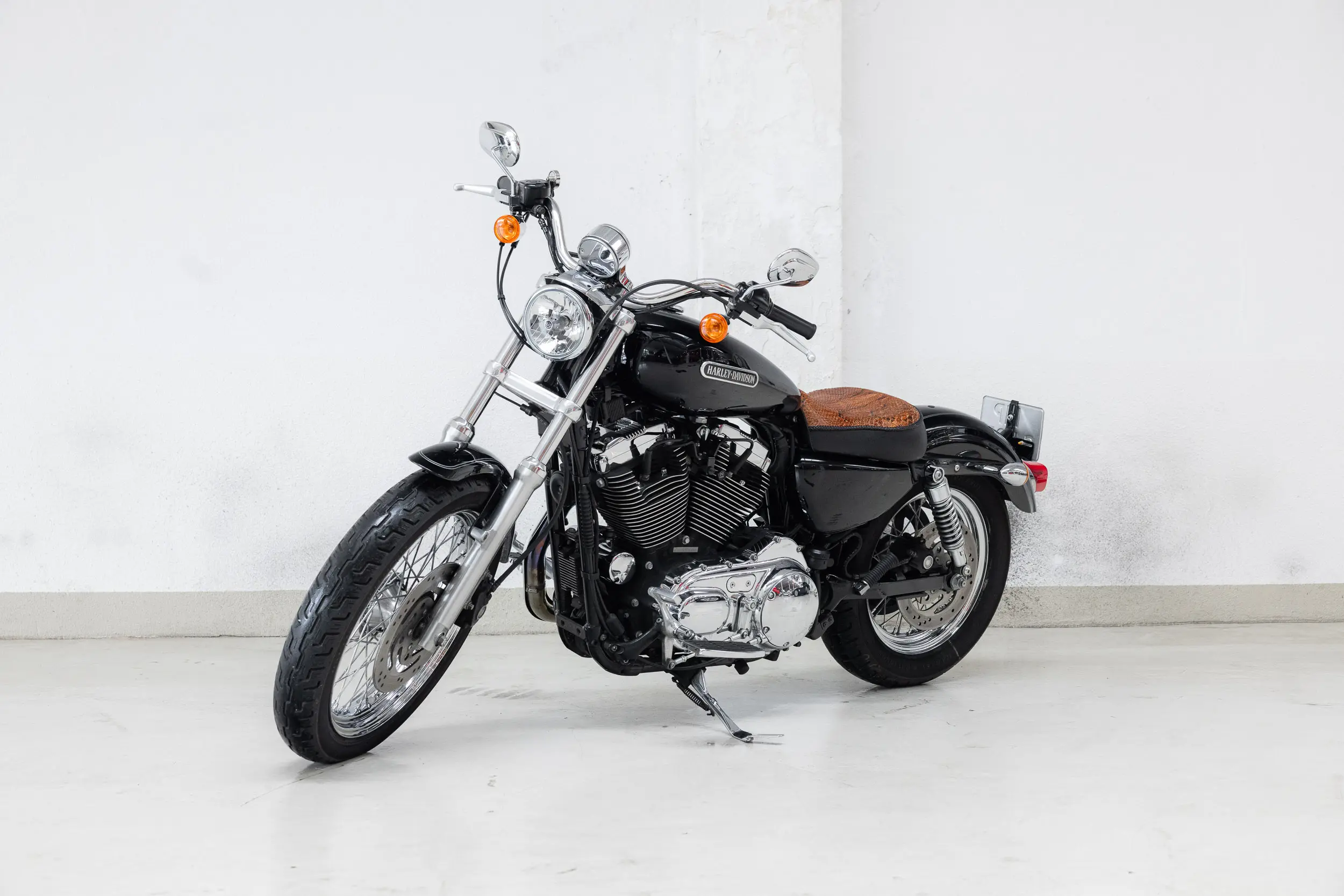 Oblique view of an Harley Davidson Sportster Custom