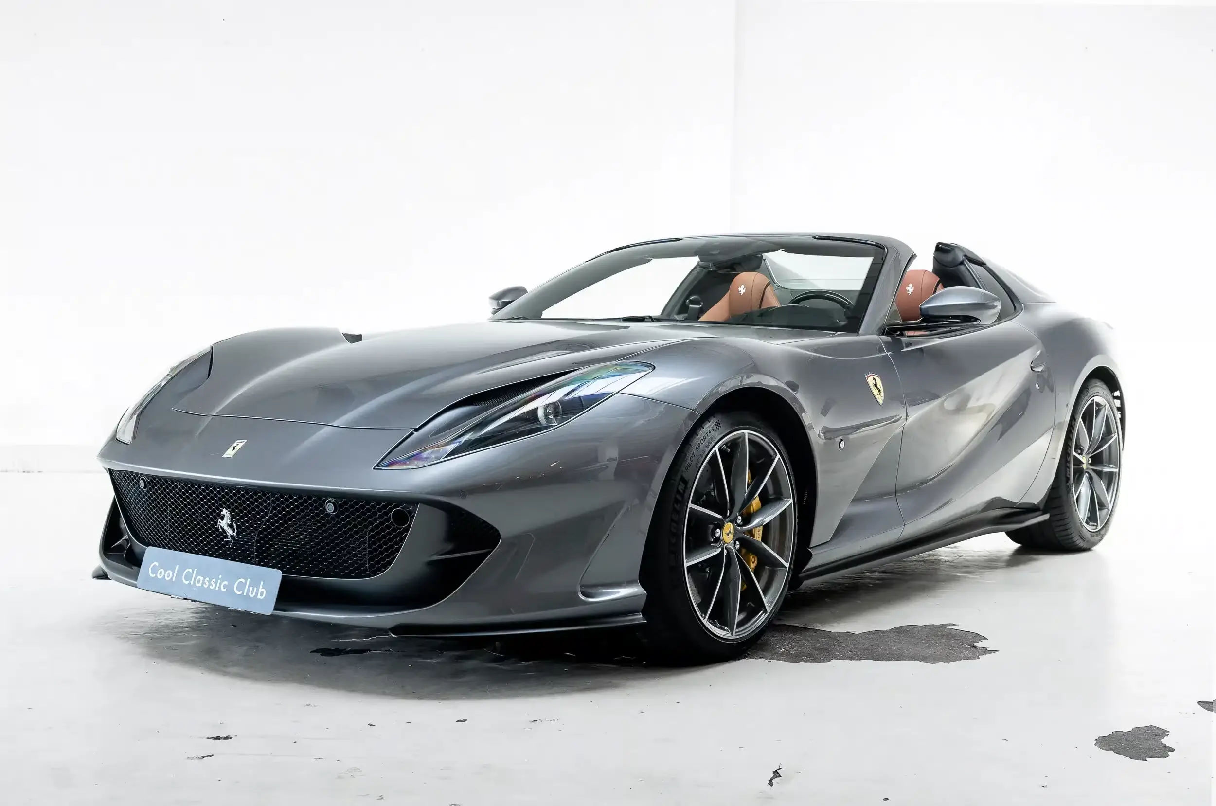 Front oblique view of the 2023 Grigio GTS Ferrari 812 GTS
