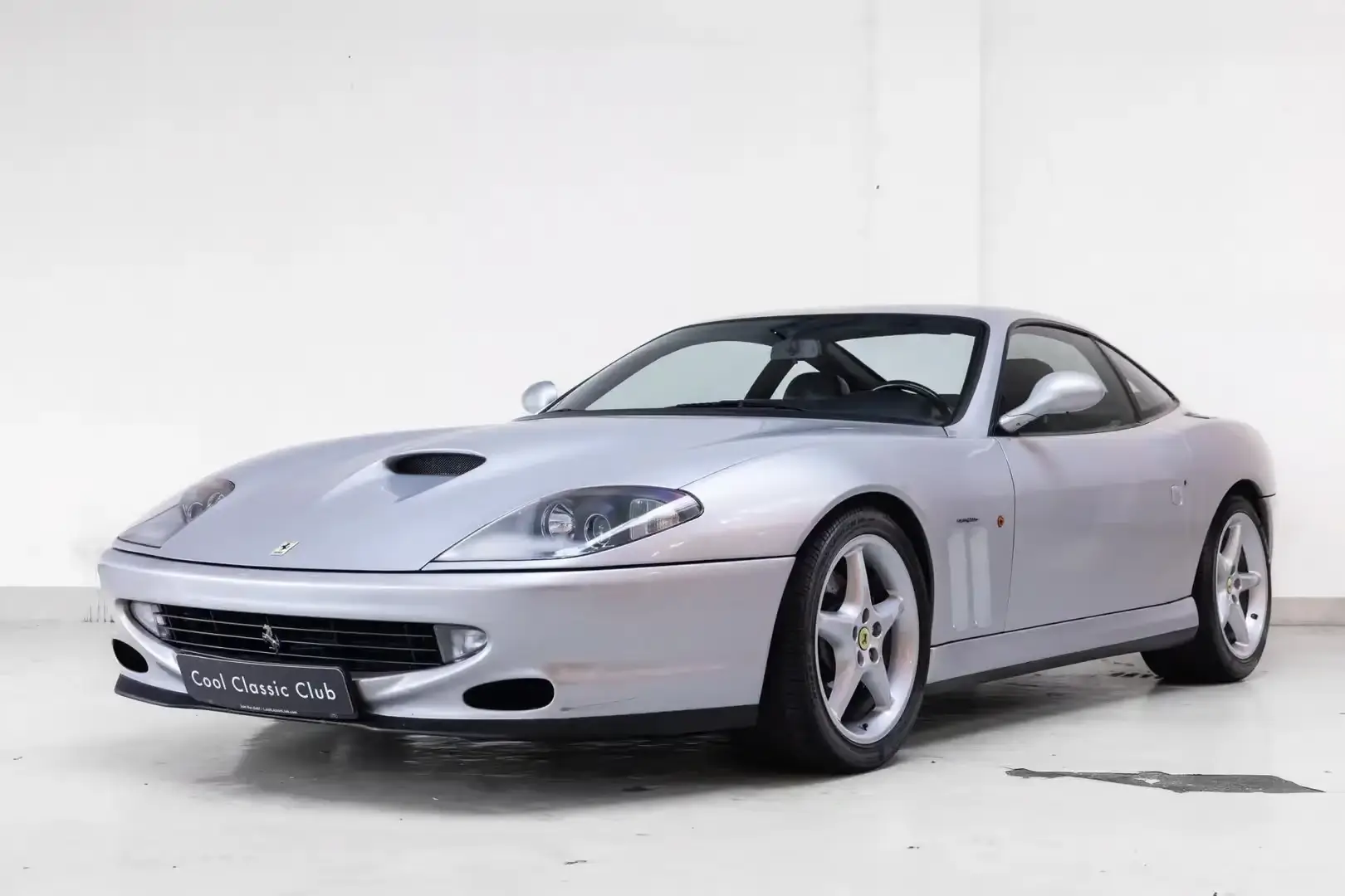 Front oblique view of the 1999 Argento Nurburgring Ferrari 550 Maranello