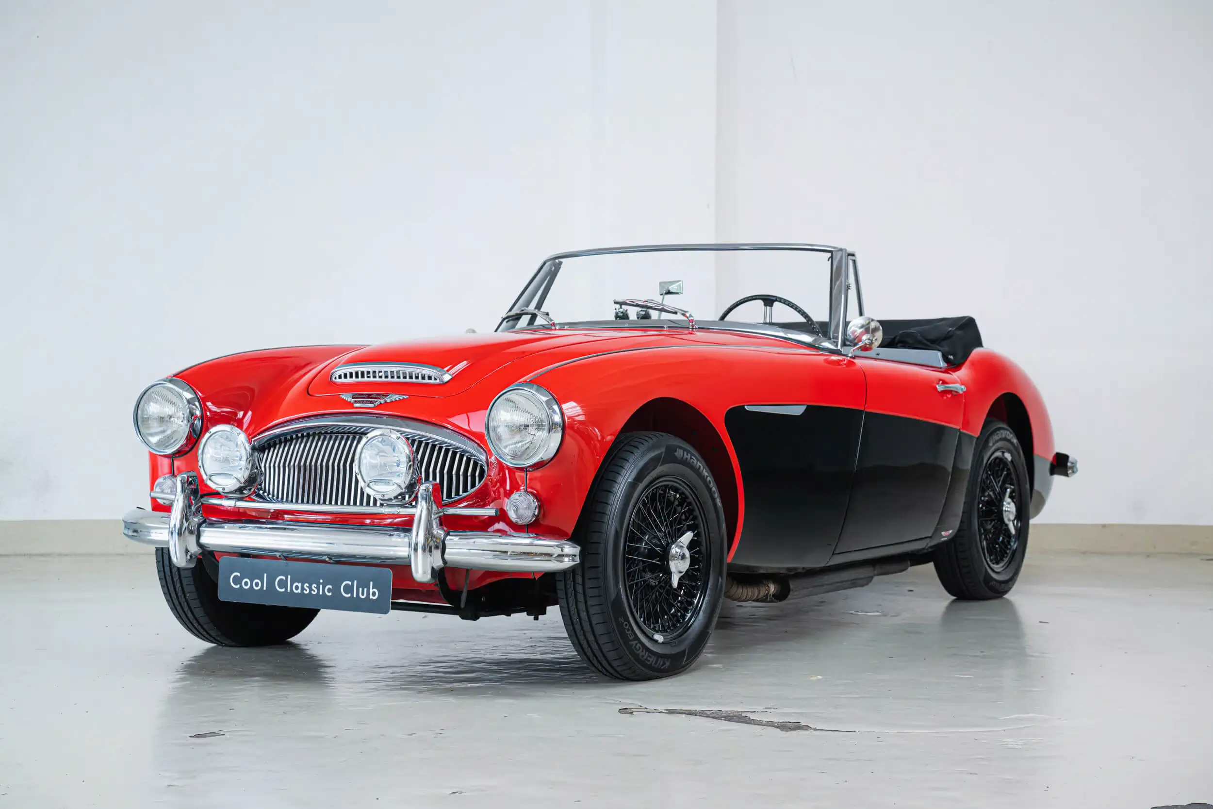 Front oblique view of the 1964 Colorado Red & Black Austin-Healey 3000 MKIII