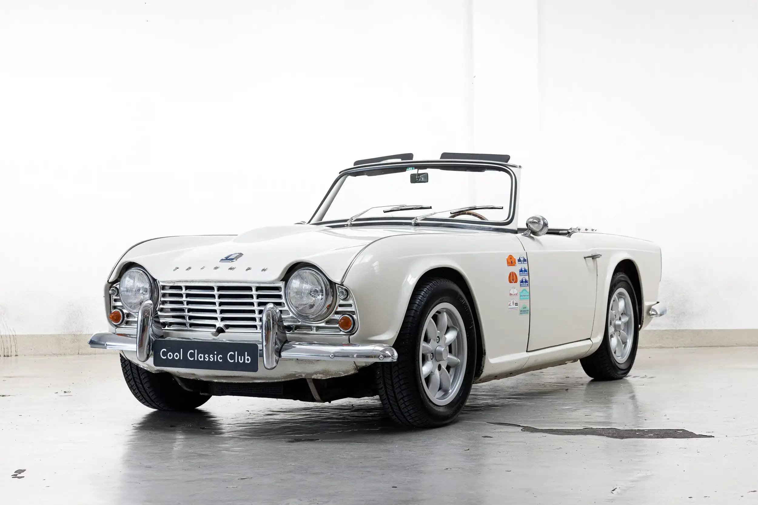 Front oblique view of the 1965 White Triumph TR4