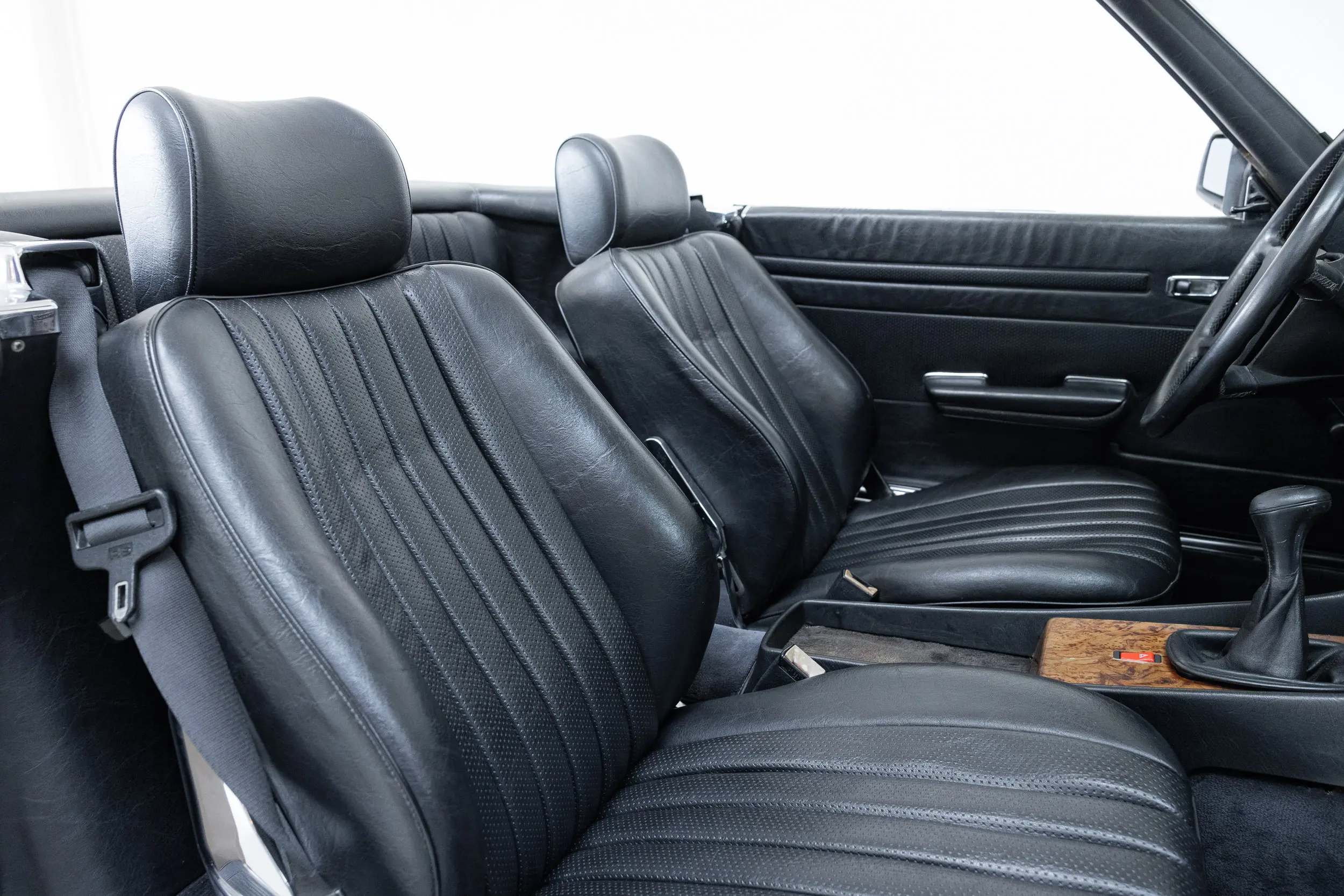 View of seats of an Mercedes-benz 300 SL R107 1986