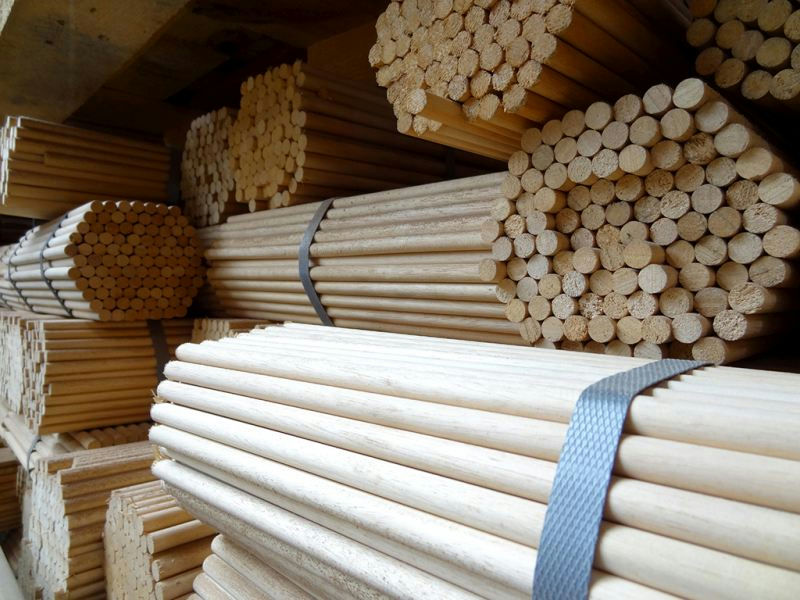 Ronde stokken rubberwood