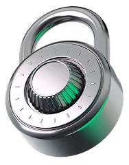3D icon of a mechanical code lock, locked