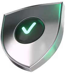 3D shield icon with a digital check led