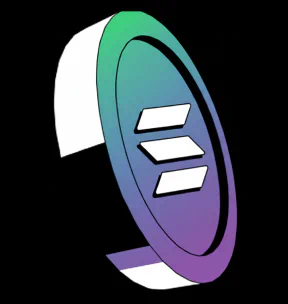 Solana Cryptocurrency logo on coin graphic