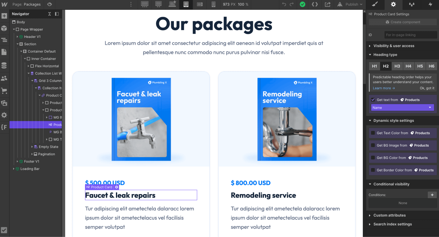 eCommerce Content - Plumbing X Webflow Template