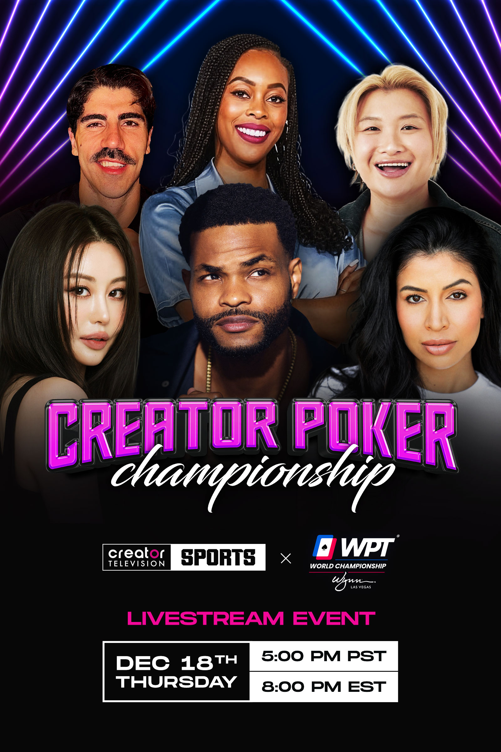The Creator Poker Championship is coming to Creator Television on Dec 18 at 8 PM EST.