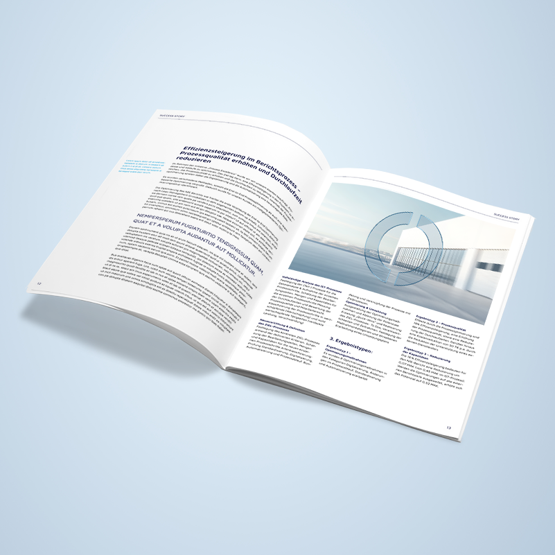 Die Darstellung eines aufgeklappten Magazins steht für die Success Stories von EMPORIAS.