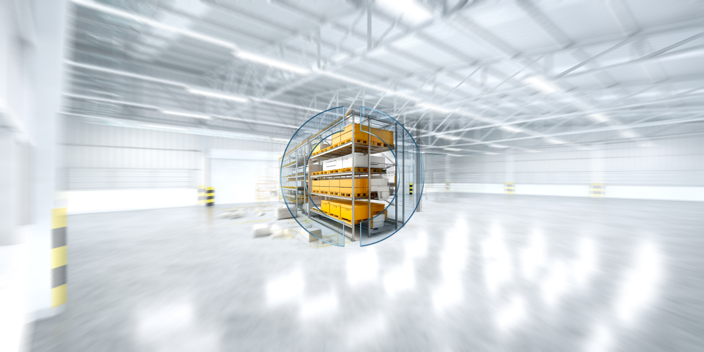 Ein strukturiertes Regalsystem in einer weitläufigen Lagerhalle steht für die ganzheitliche Planung und strategische Ausrichtung eines zukunftsfähigen Warehouse-Masterplans.