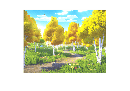 Landscape with trees and a blue sky