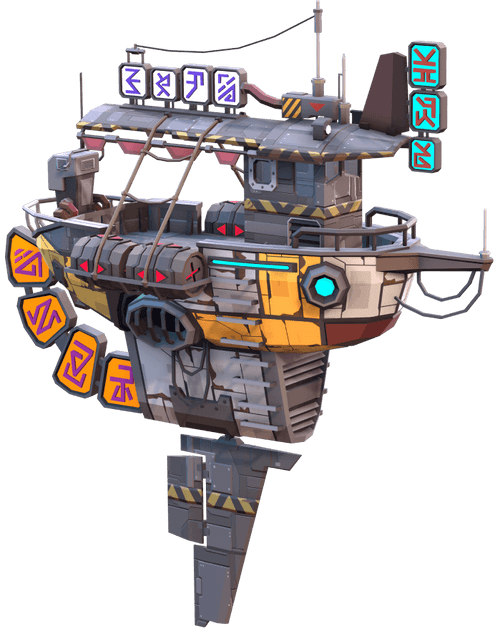 Floating sci-fi boat or spaceship