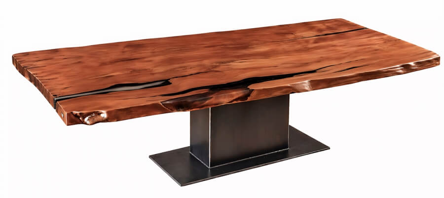 Großer Designer Esstisch und Naturkunstwerk mit ein Stück Massivholz Wurzel Tischplatte als einzigartiger Designertisch und Massivholztisch nach Maß von Design Tisch Manufaktur