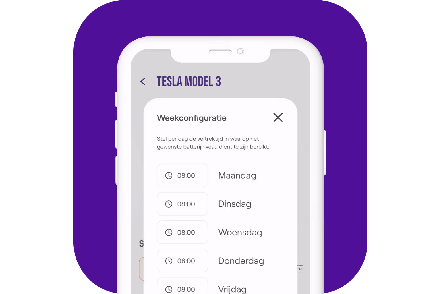Overzicht van een slim laden laadschema in de NextEnergy app